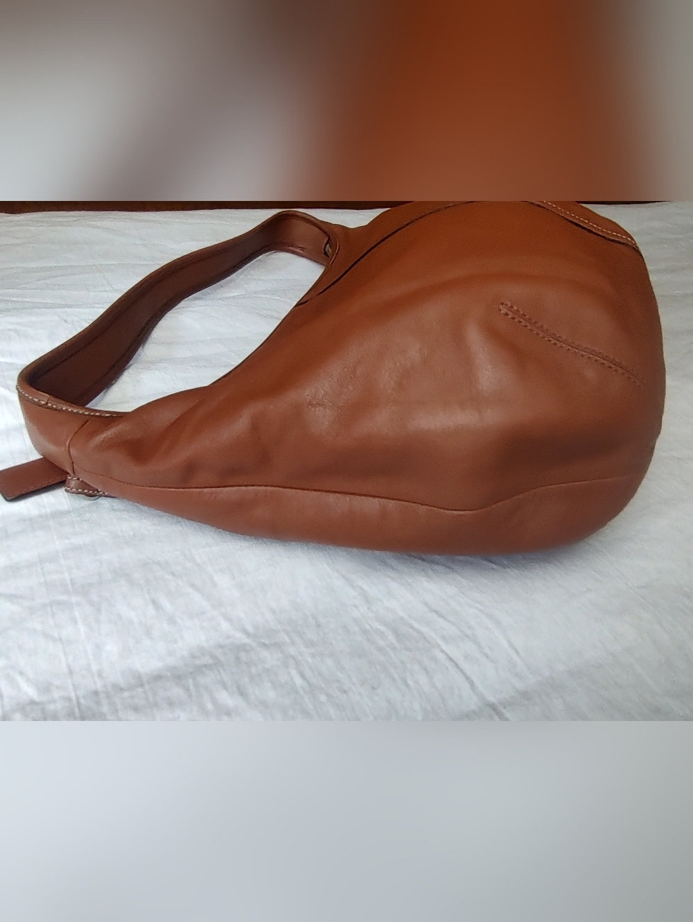 Coach Classic Brown Leather Hobo Shoulder Bag Y2K F12348 Blue Silver Ergo Large - Picture 7 of 11